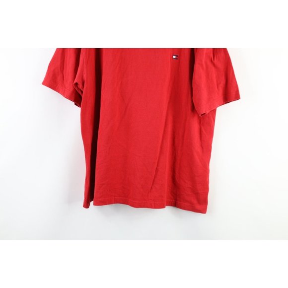Vintage 90s Tommy Hilfiger Mens Size XL Faded Short Sleeve T-Shirt Red Cotton - Picture 3 of 8